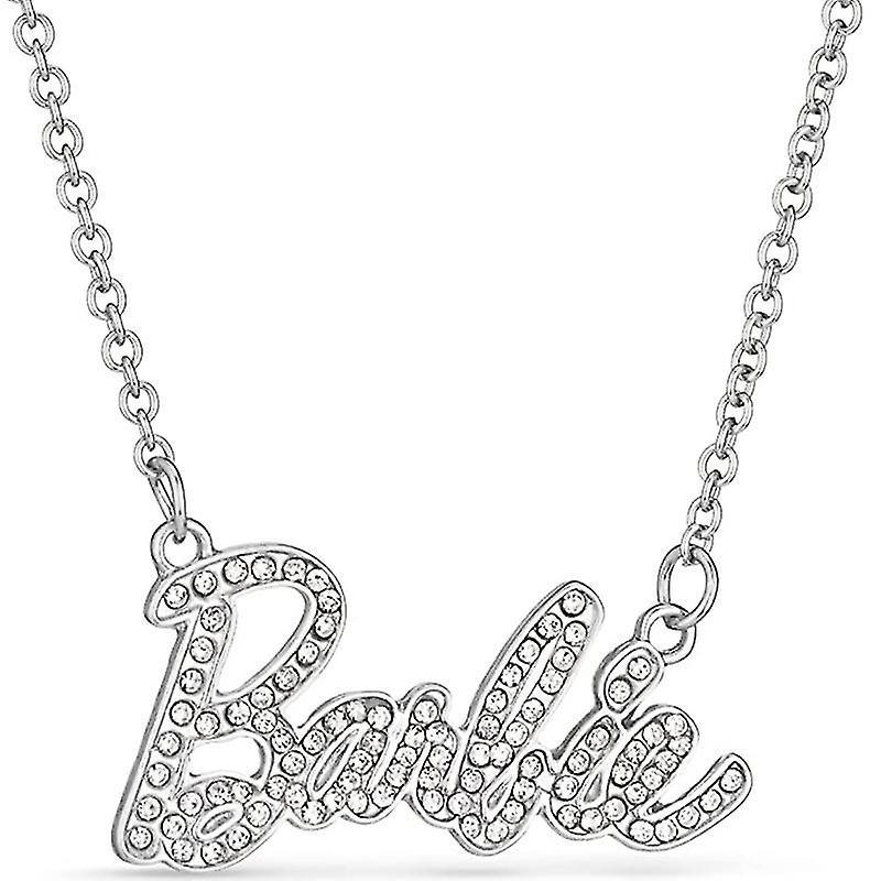 Wfuo Necklace Metal Alloy Rhinestone Pendant Barbie Doll Pendant Necklace Accessories silver