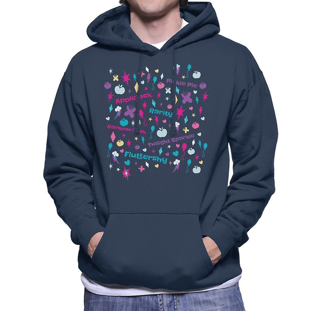 My Little Pony Cutie Marks Montage Men's Hooded Sweatshirt Navy Blue Medium