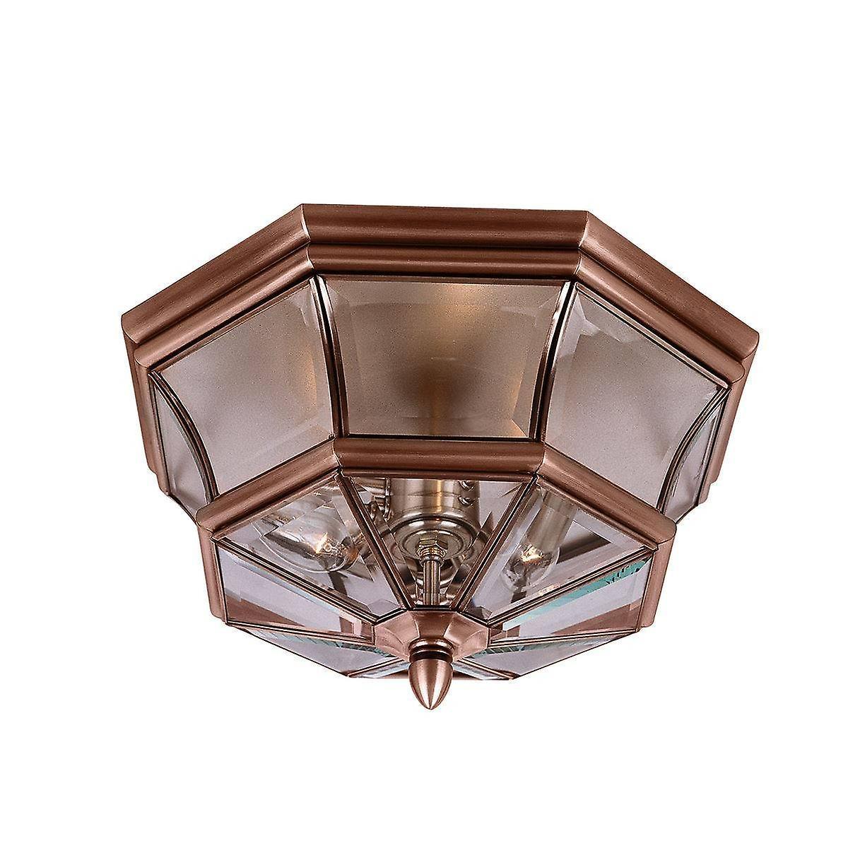 Newbury 3 Light Flush Mount Aged Copper E14