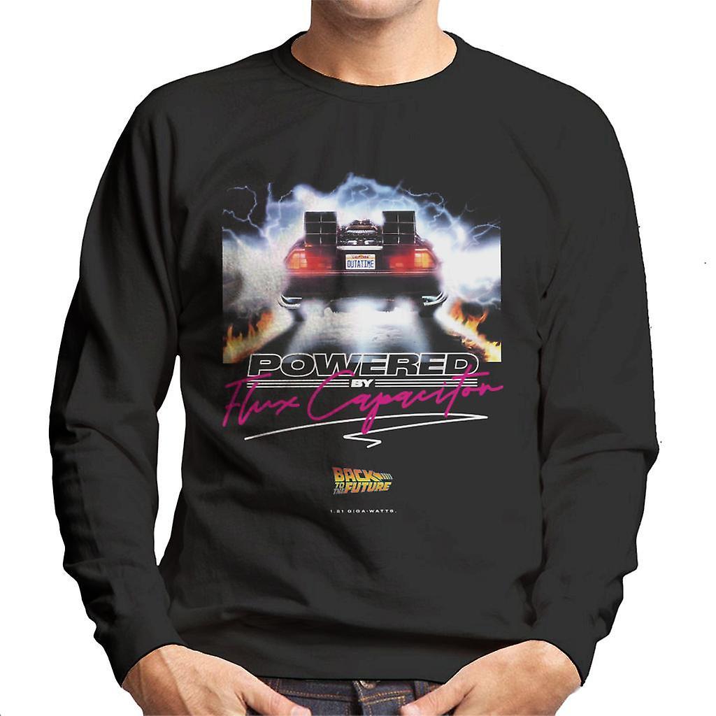 Back to the Future Delorean Powered By Flux Capacitor Men's Sweatshirt Black Large