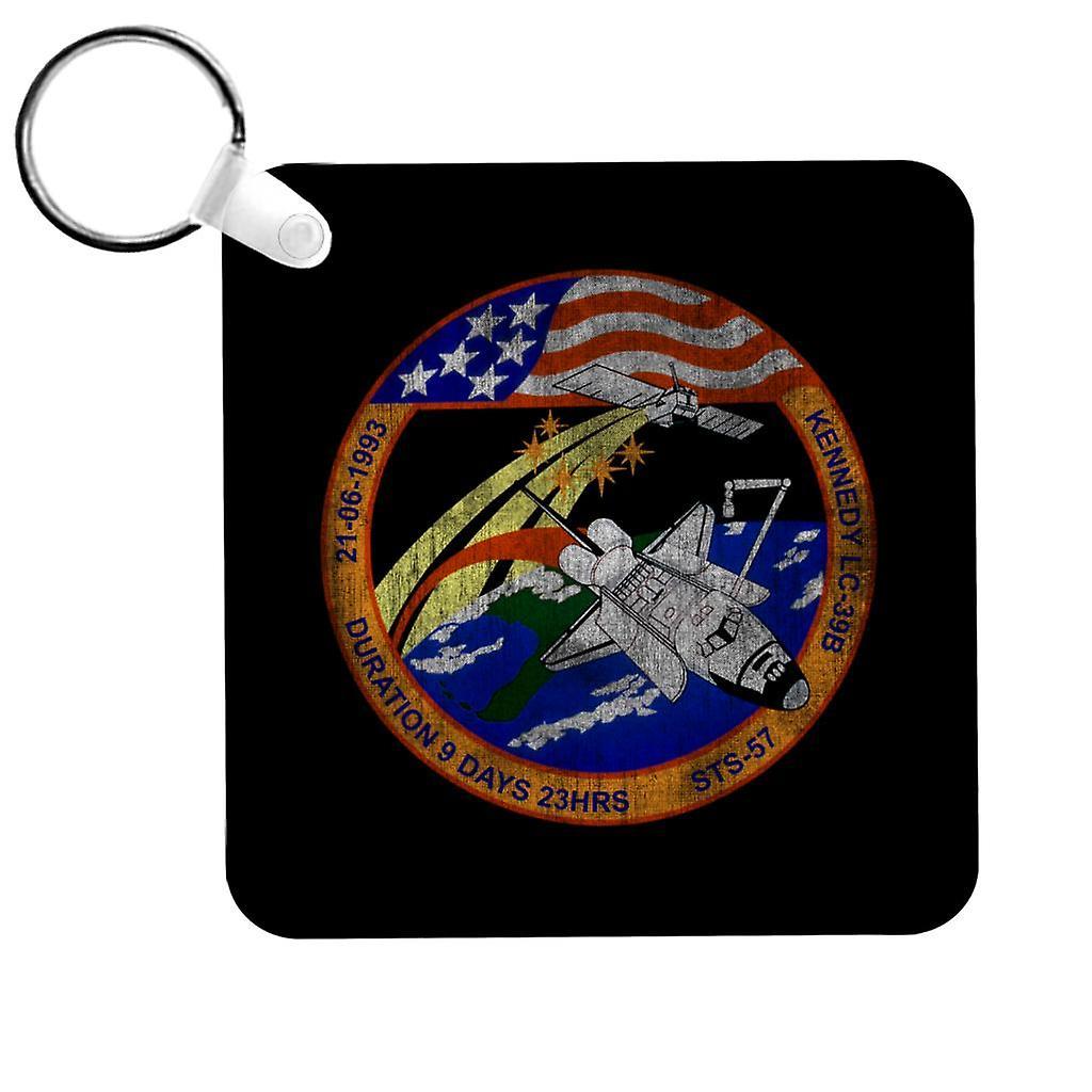 NASA STS 57 Endeavour Mission Badge Distressed Keyring Black 5cm x 5cm