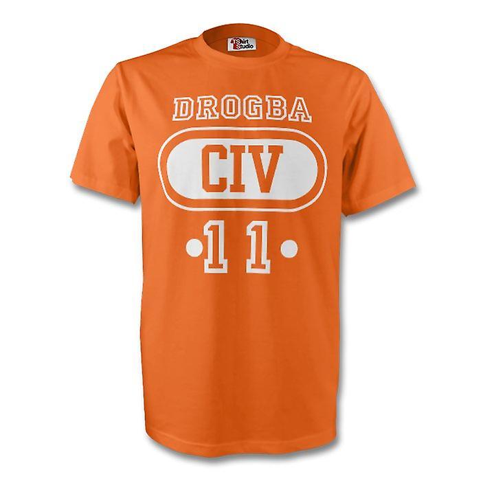 Gildan Didier Drogba Ivory Coast Civ T-shirt (orange) Small (34-36 inch)