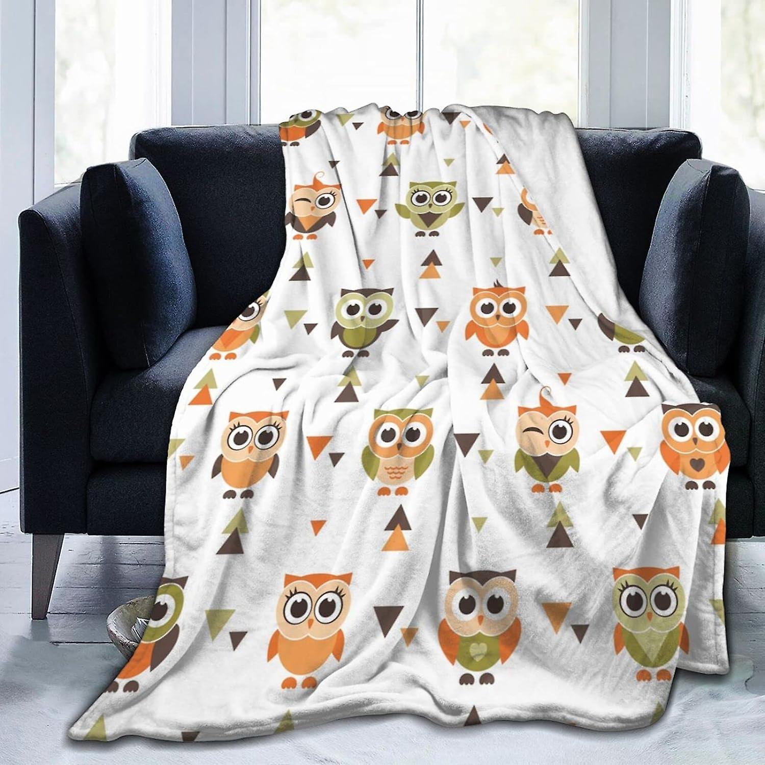 Kerota Throw Blanket Owls Flannel Blanket Soft and Comfortable Single Blanket Washable Anti-pilling for Sofa Couch Bedroom 50"x40" 50x40in 125x100cm