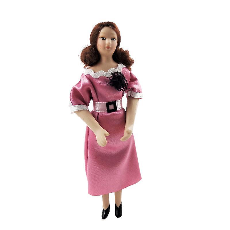 Melody Jane Dolls Houses Dolls House Modern Lady In Smart Pink Dress Porcelain 1:12 People