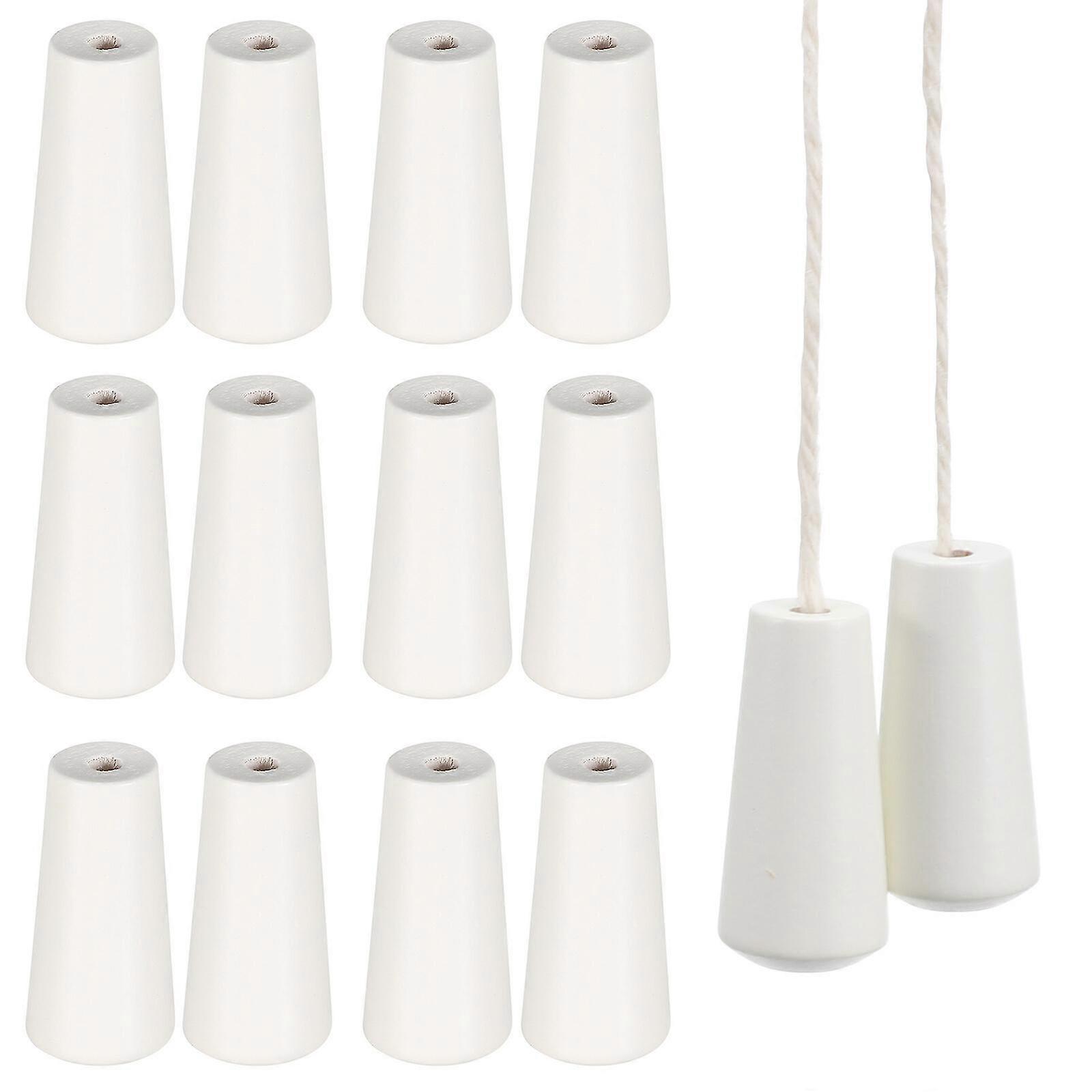 Sichuan Chuanqia Trading 12 Pcs White Blinds Wood Cord Pulls Blind Wood Cord Tassels Window Pulls Ends Wooden Cord Knob