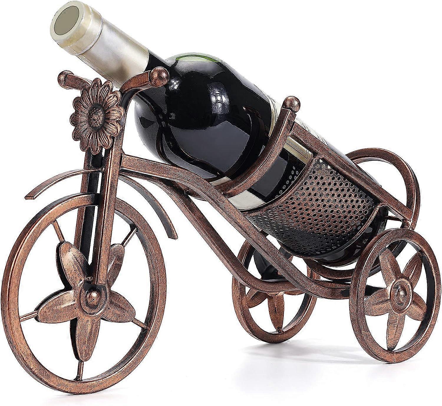 Lertenys Wine Bottle Holder Single Bottle Bike Shaped, Freestanding Countertop Wine Rack and Wine Bottle Storage