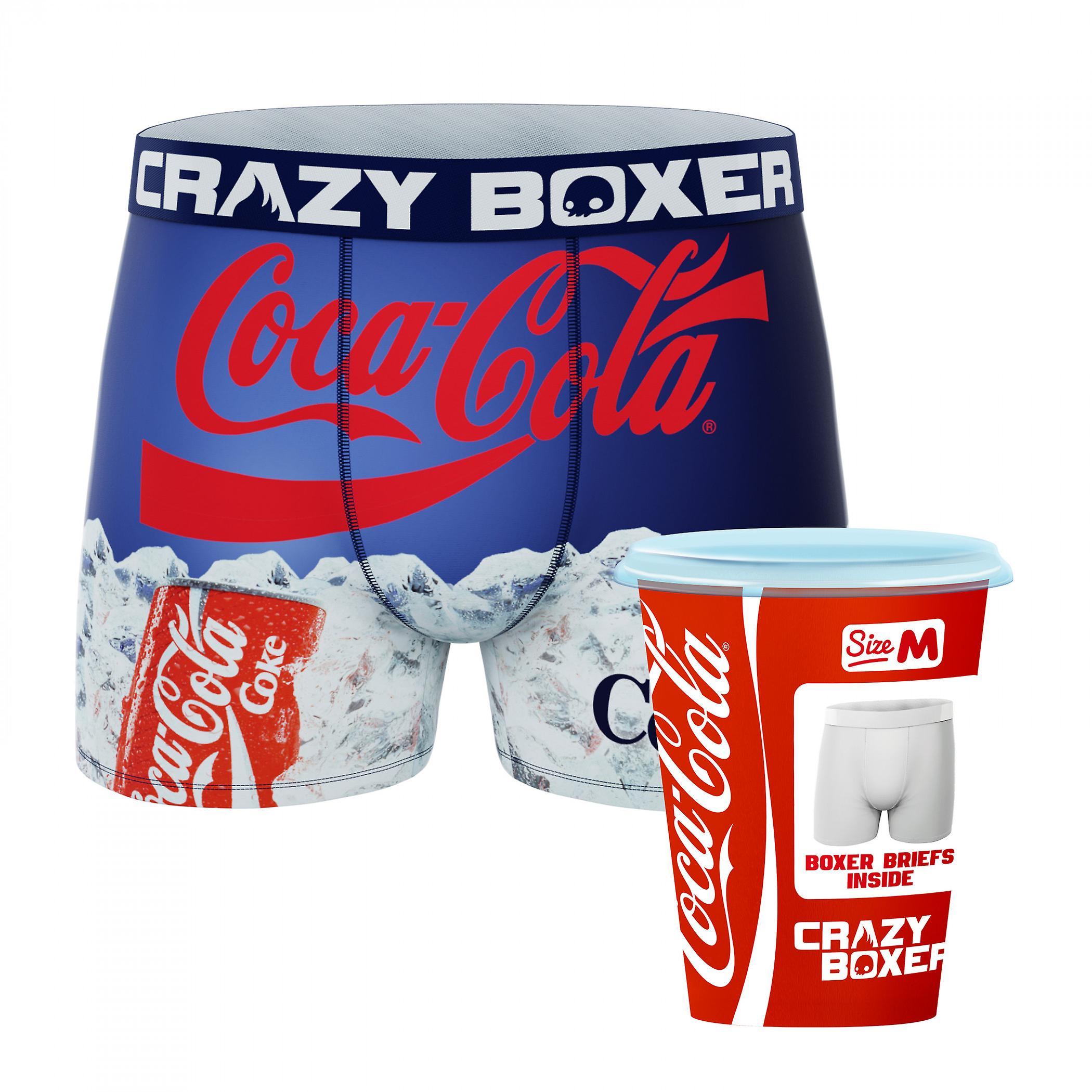 Famous Brands Coca-Cola Ice Cold Men's Crazy Boxer Briefs in Novelty Packaging Multi-Color Large (36-38)