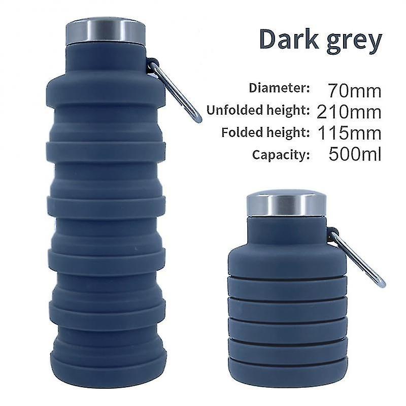 Tianzun Collapsible Water Bottles, Reusable Silicone Foldable Water Bottles Portable Travel Leak Proof Water Bottle Dark grey