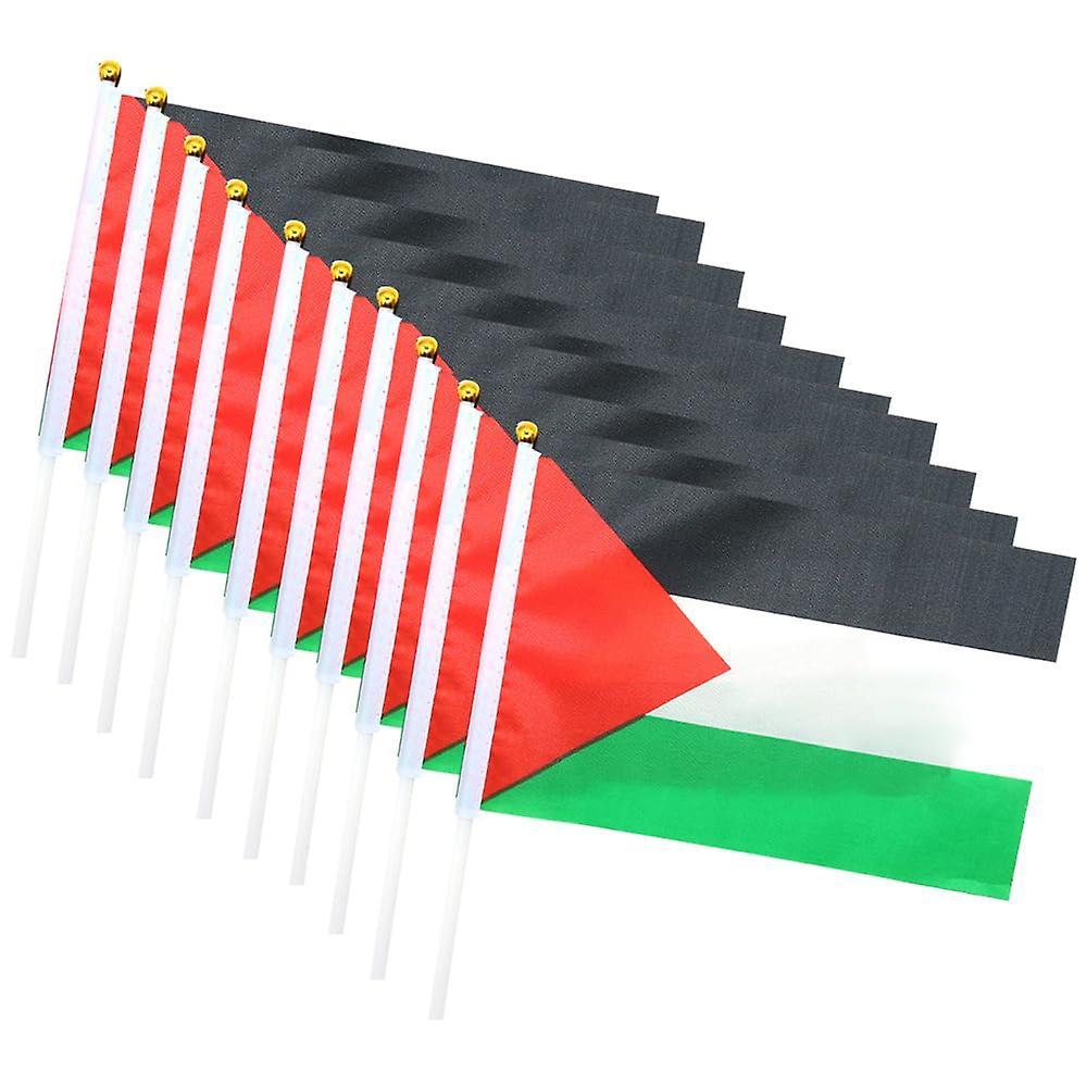 Langray 20pcs Palestine Flag Small With Pole, 14x21cm Palestine Hand Waving Flag - Double Sided Fine Handheld Flags