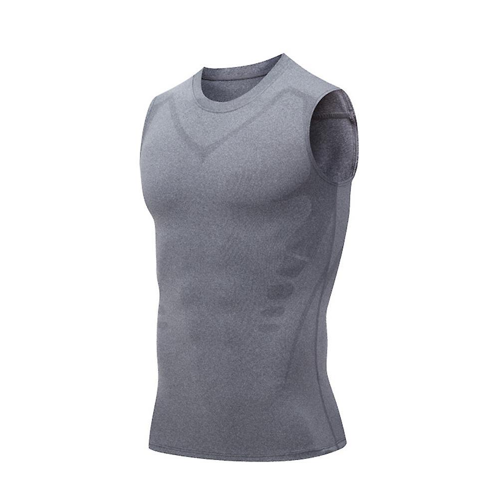 Sevenday Ionic Shaping Vest, Comfortable And Breathable Ice-silk Fabric Tank For Men To Build A Perfect Body Grey 1 L