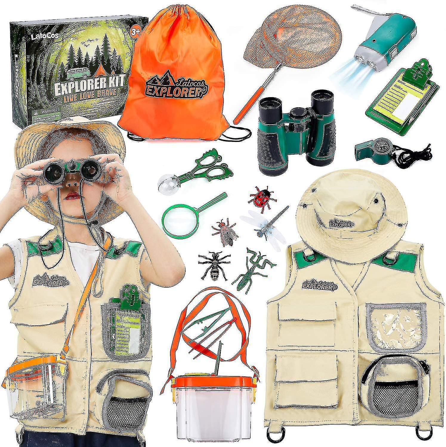 Cryin Kids Explorer Kit With Vest Hat Bug Catcher Kit Backyard Outdoor Set For Boys And Girls 3- 8 Old [reduced!!! 30off%]