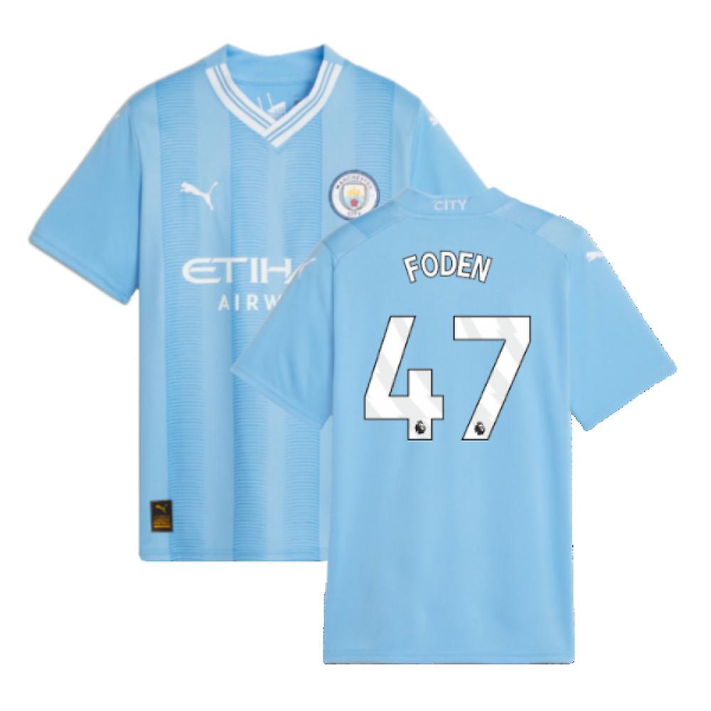 Puma 2023-2024 Man City Home Shirt (Kids) (FODEN 47) Blue 15/16 Years - 34-36 inch