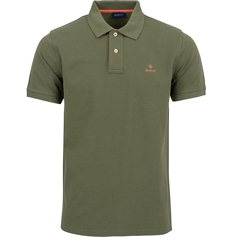 Gant Mens Polo Shirt Short Sleeve Casual Summer Tee Cotton Four Leaf Green XXL