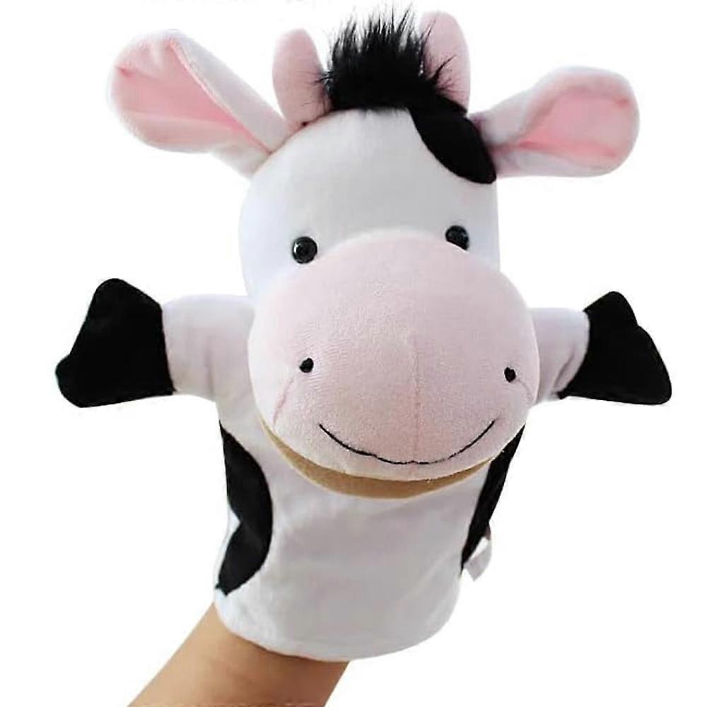 Scsrbsm Cow plush hand puppet, cow hand puppet, animal doll, size 24 cm