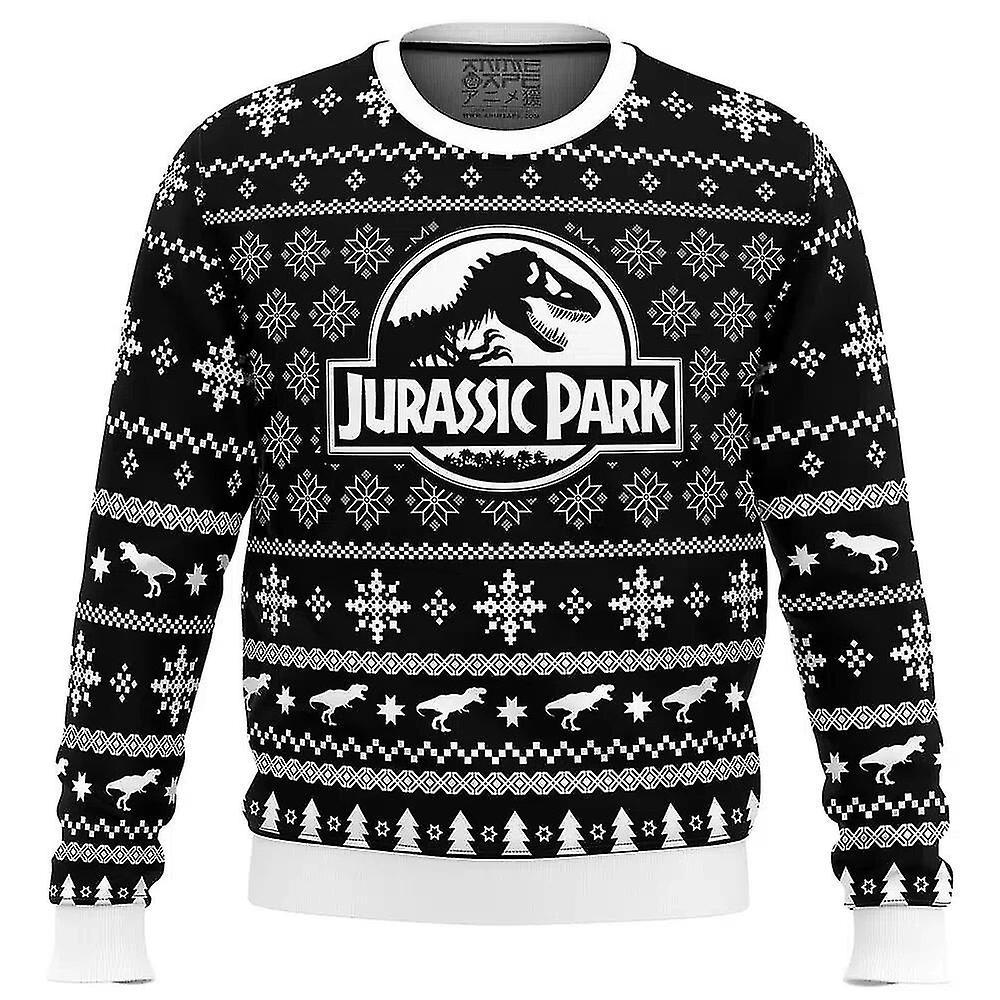 DUqi Ethics Of Cloning Jurassic Park Ugly Christmas Clothing Gift Santa Claus Pullover Men 3d Autumn And Winter Sweatshirt EL zipper-088 Adult-XXL