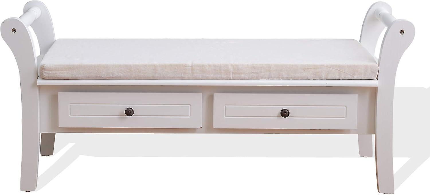 Mobili Rebecca Rebecca Furniture Bench White 2 Drawers Classic Style 47.5x108.5x40