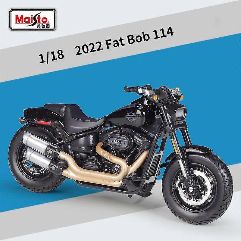 Maisto 1:18 Harley Davidson Fat Bob 114 2022 Motorcycle Model Toy Vehicle Collection Shork-Absorber Off Road Toys Car Toy Motorcycles Black no box