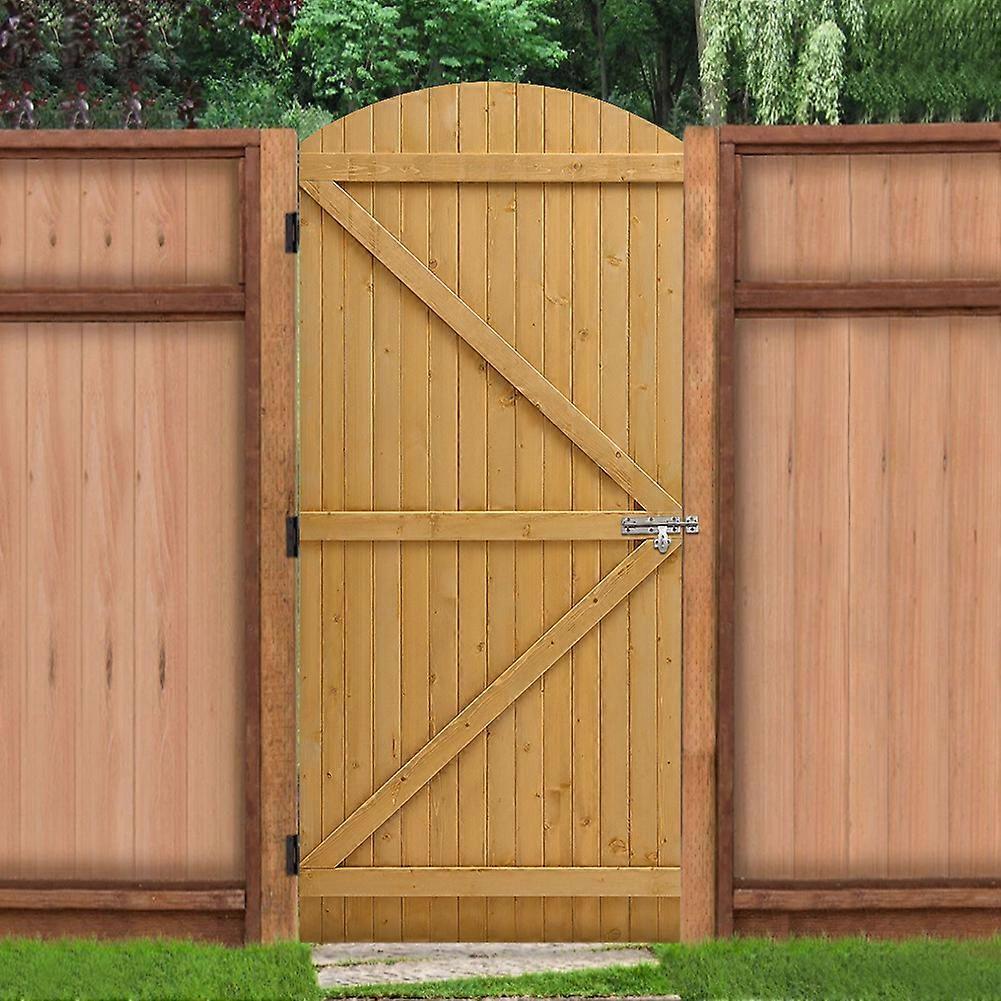 Living And Home Semi Braced Arch Top Strong Wooden Garden Gate 90cm W x 210cm H