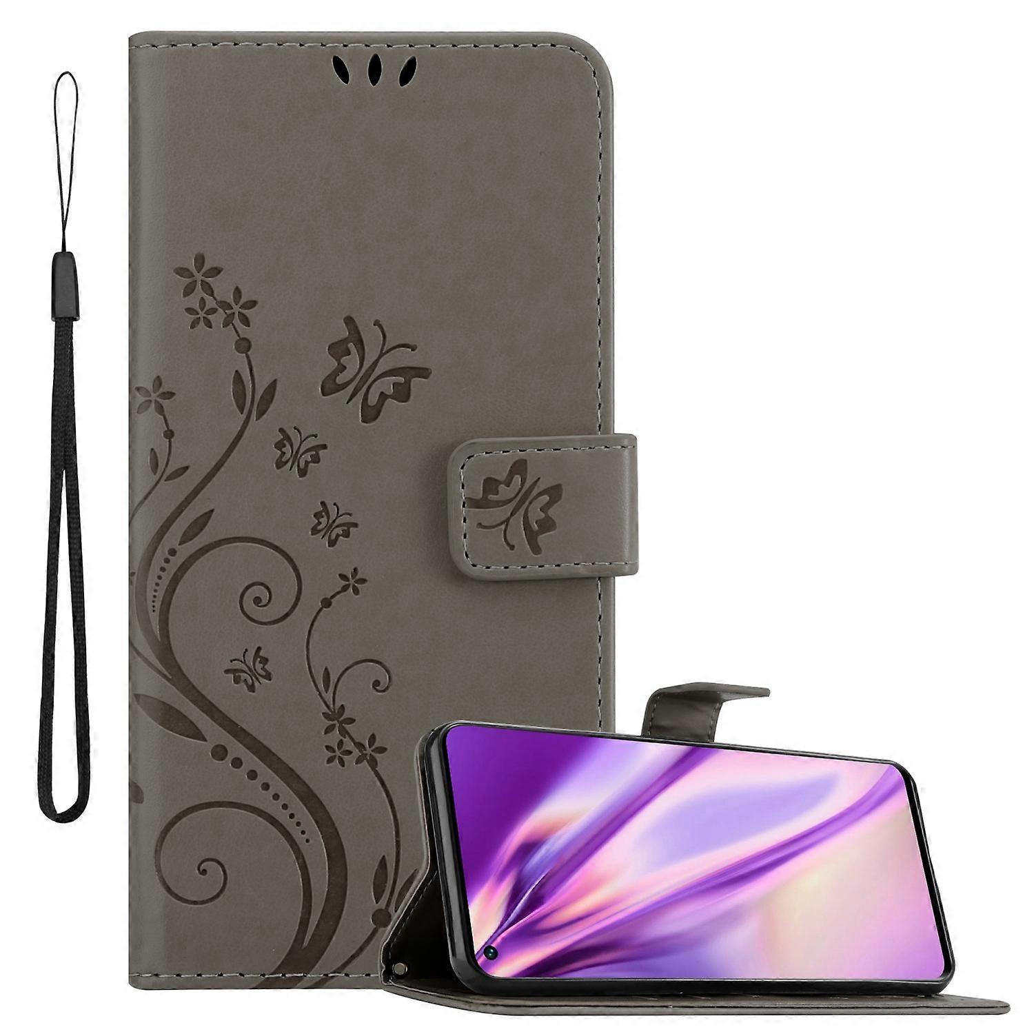 Cadorabo Oppo FIND X3 NEO Protective Case - with Floral Print and Card Slot FLORAL DARK LILA