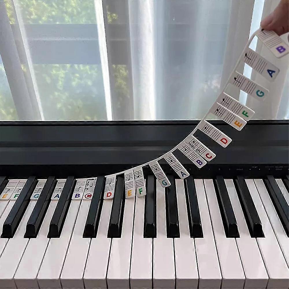 Shmshng 61/88 Keys Reusable Silicone Piano Keyboard Note Labels Piano Notes Guide Stickers Colorful