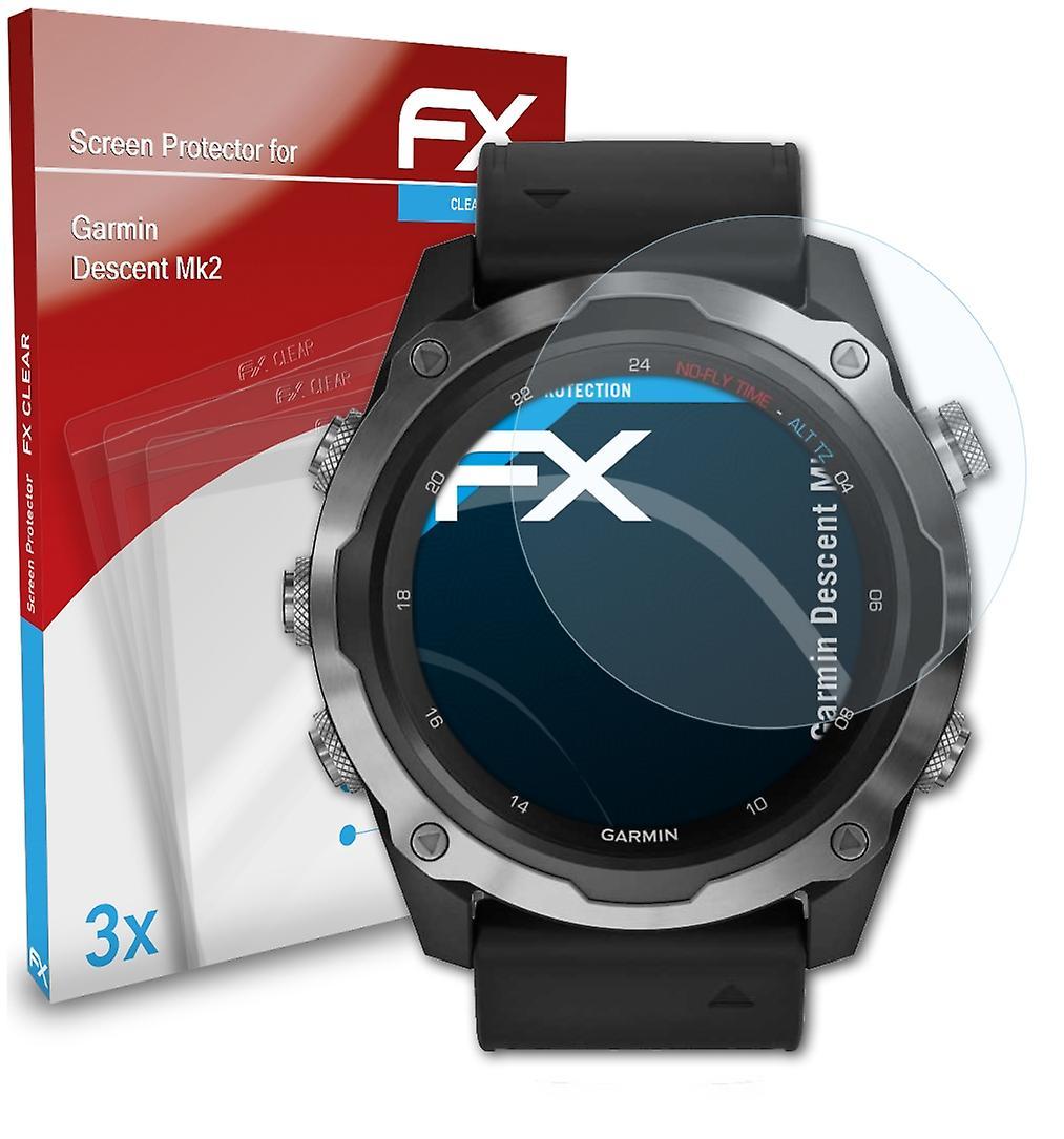 atFoliX 3x protective film compatible with Garmin Descent Mk2 screen protector clear 01 FX-CLEAR