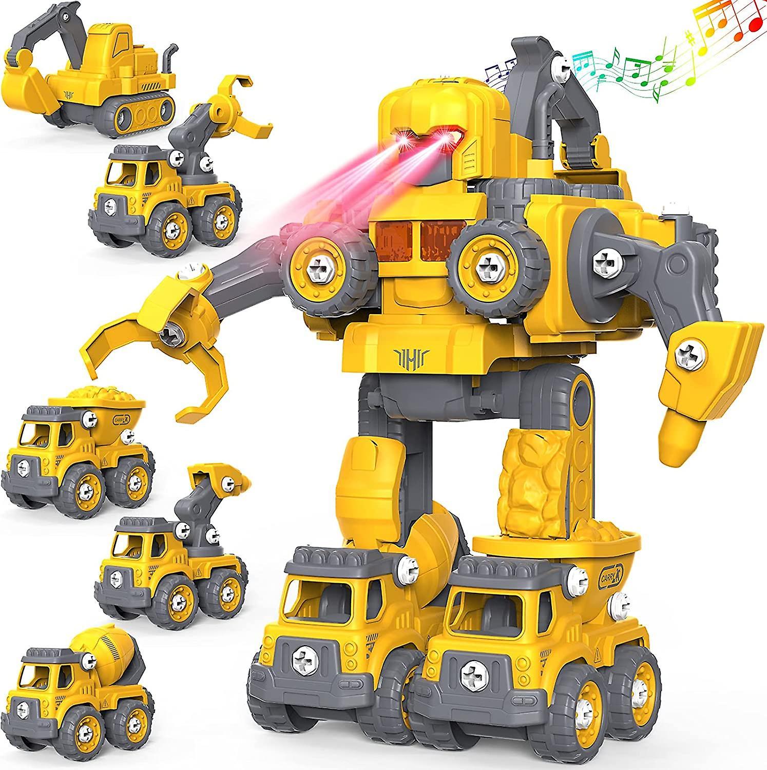 Baicccf DIY 5-in-1 Combination Construction Vehicle, Toys for 5 Year Old, Educational Transform into Robot Christmas Birthday Gifts for Kids Toys 5...