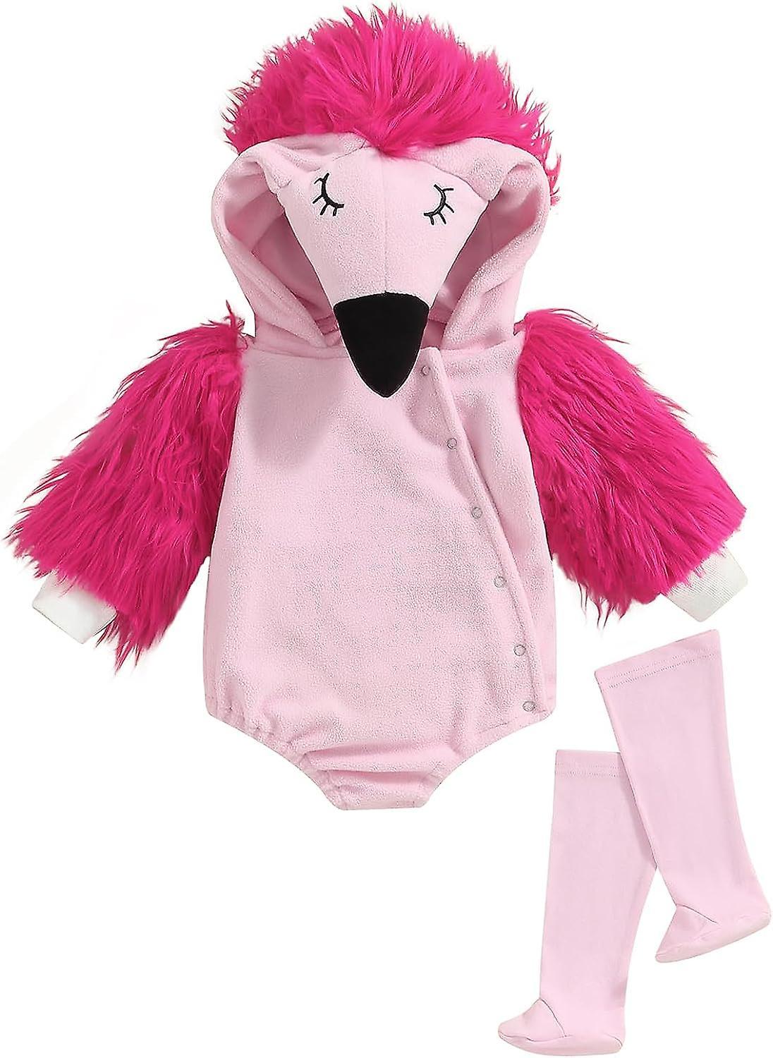 Maromalife Halloween Costumes Toddler Baby Boy Girl Flamingo Animal Hooded Sleeveless Romper Jumpsuit Legging 2pcs Outfits A-flamingo 18-24 Months