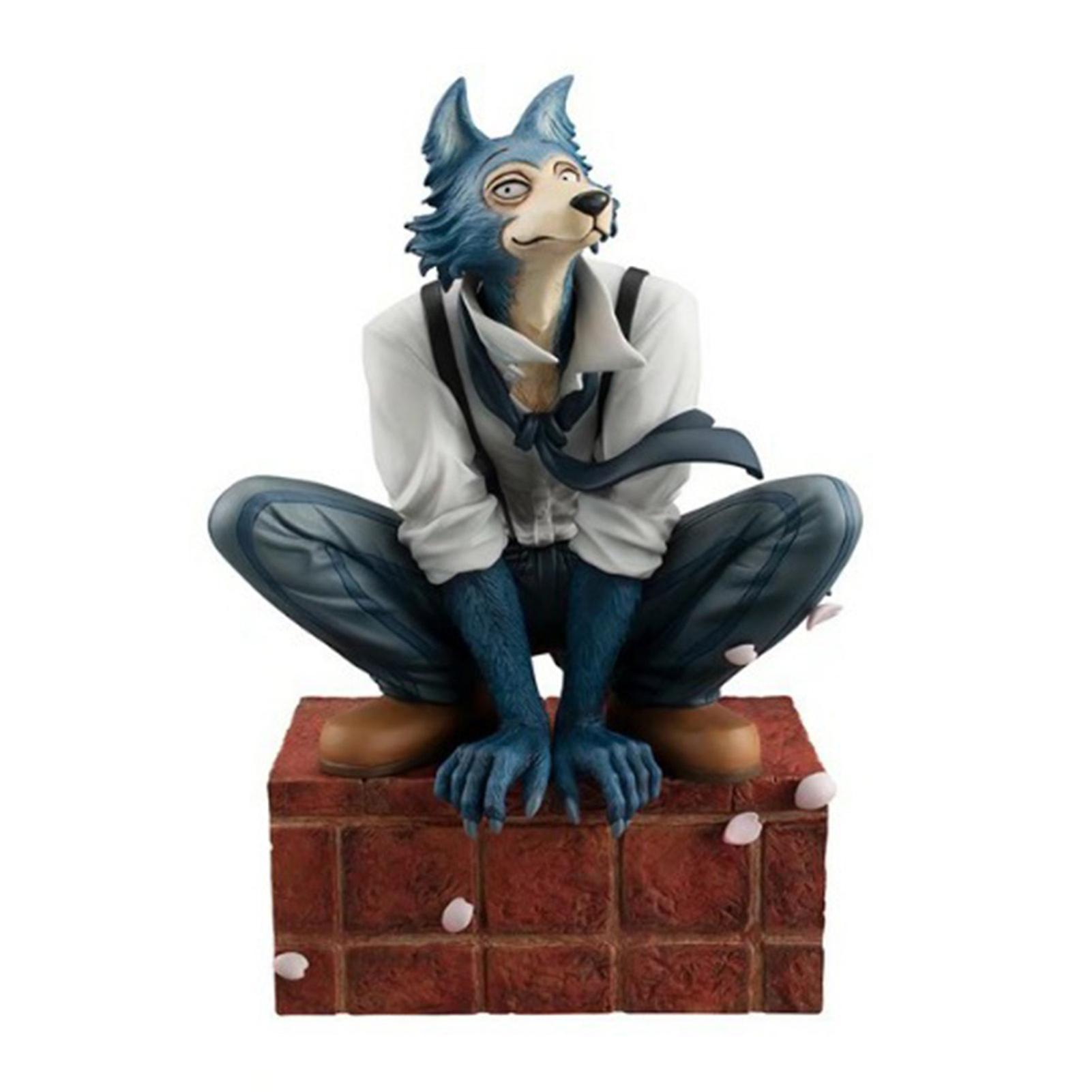 Remorui Figure Model Sitting Pose Vivid Expressions Cool Action Legoshi Wolf PVC Action Figure Toys for Gift Green