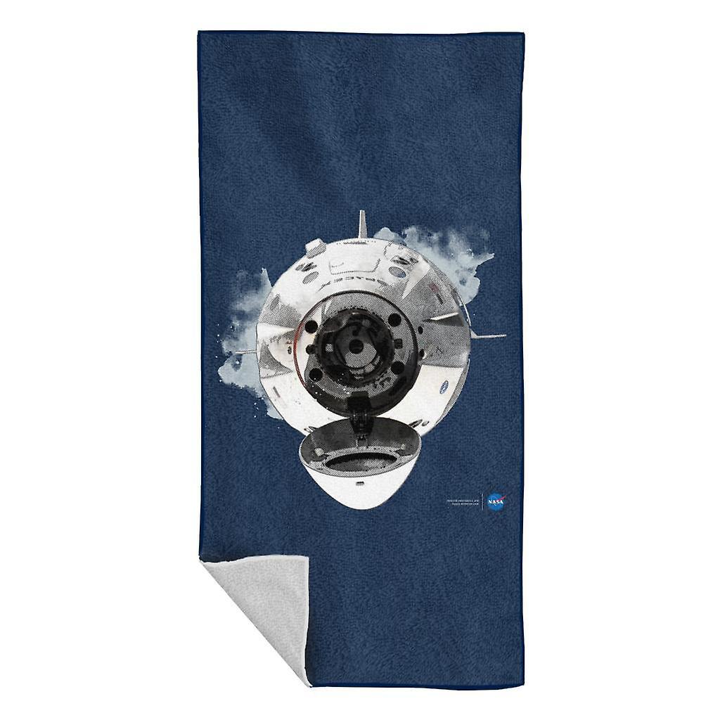 NASA SpaceX Dragon Capsule Docking Beach Towel Navy Blue 70 x 140cm