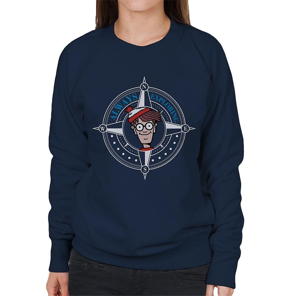 Wheres Wally Where's Wally Always Exploring Women's Sweatshirt Navy Blue Small