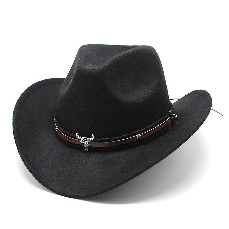 Dewenwils Western Cowboy Top Hat Felt Hat black