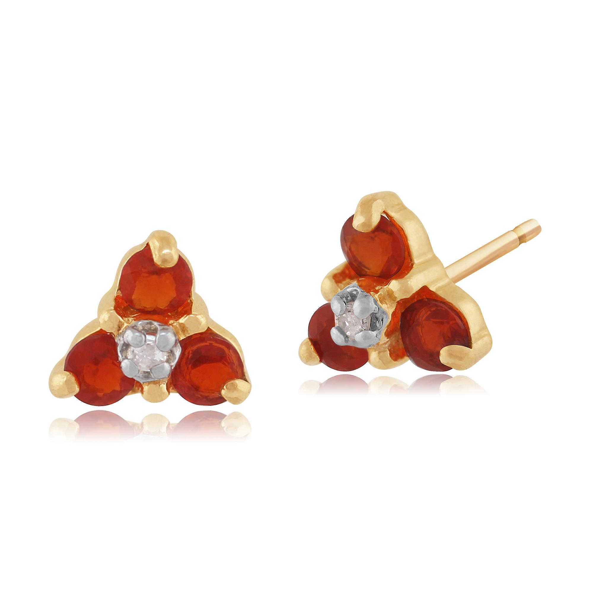 Gemondo Classic Round Fire Opal & Diamond Cluster Stud Earrings in 9ct Yellow Gold 181E0018329 Orange One Size