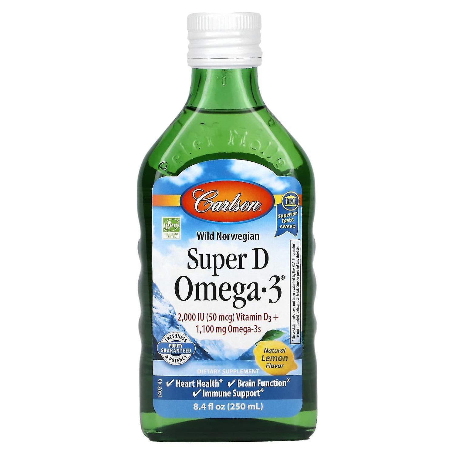 Carlson, Wild Norwegian, Super D Omega-3, Natural Lemon , 8.4 fl oz (250 ml)