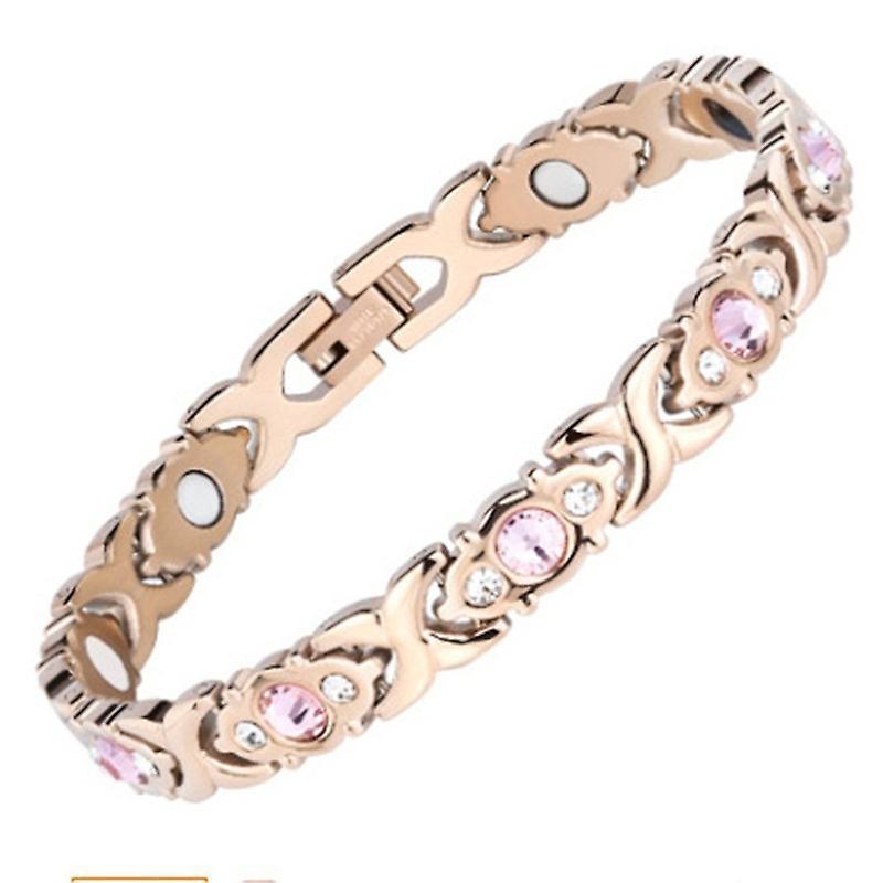 Wfuo Magnetic Bracelet Magnetic Therapy Menopause Reliving Bracelet For Women Rose Gold