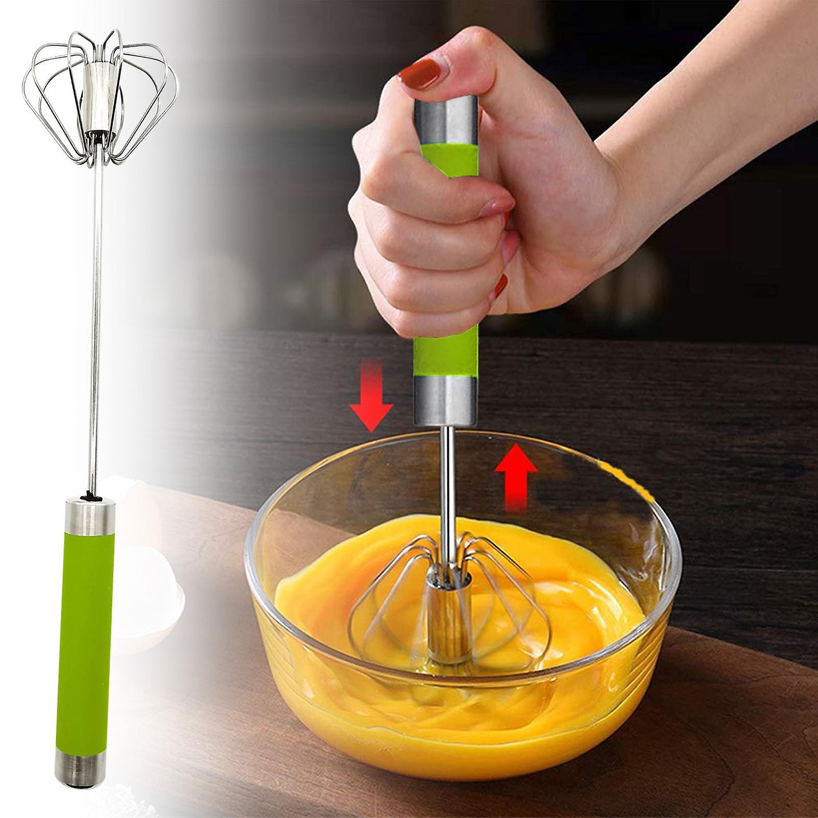 Flye Stainless Steel Whisk Hand Push Rotary Whisk Semi-automatic Stirrer Green