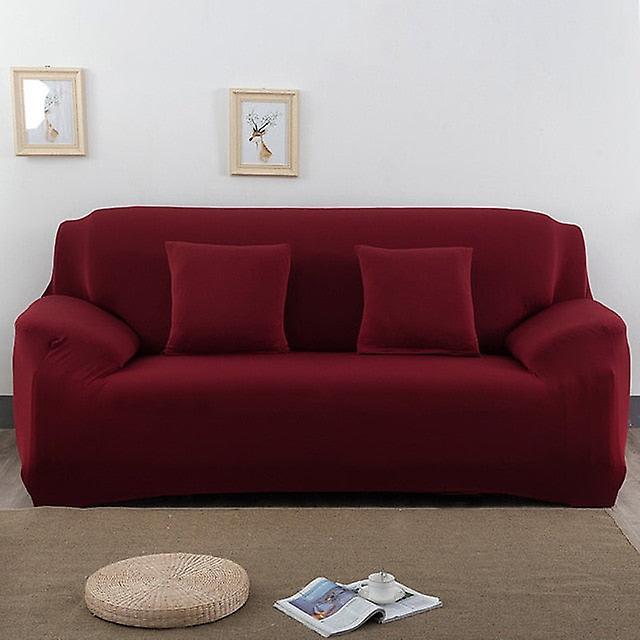 Slowmoose 1pc Elastic Sofa Cover Cotton - All Inclusive Stretch Slipcover Sofa Towel Wine Red 2-seater 145-185cm