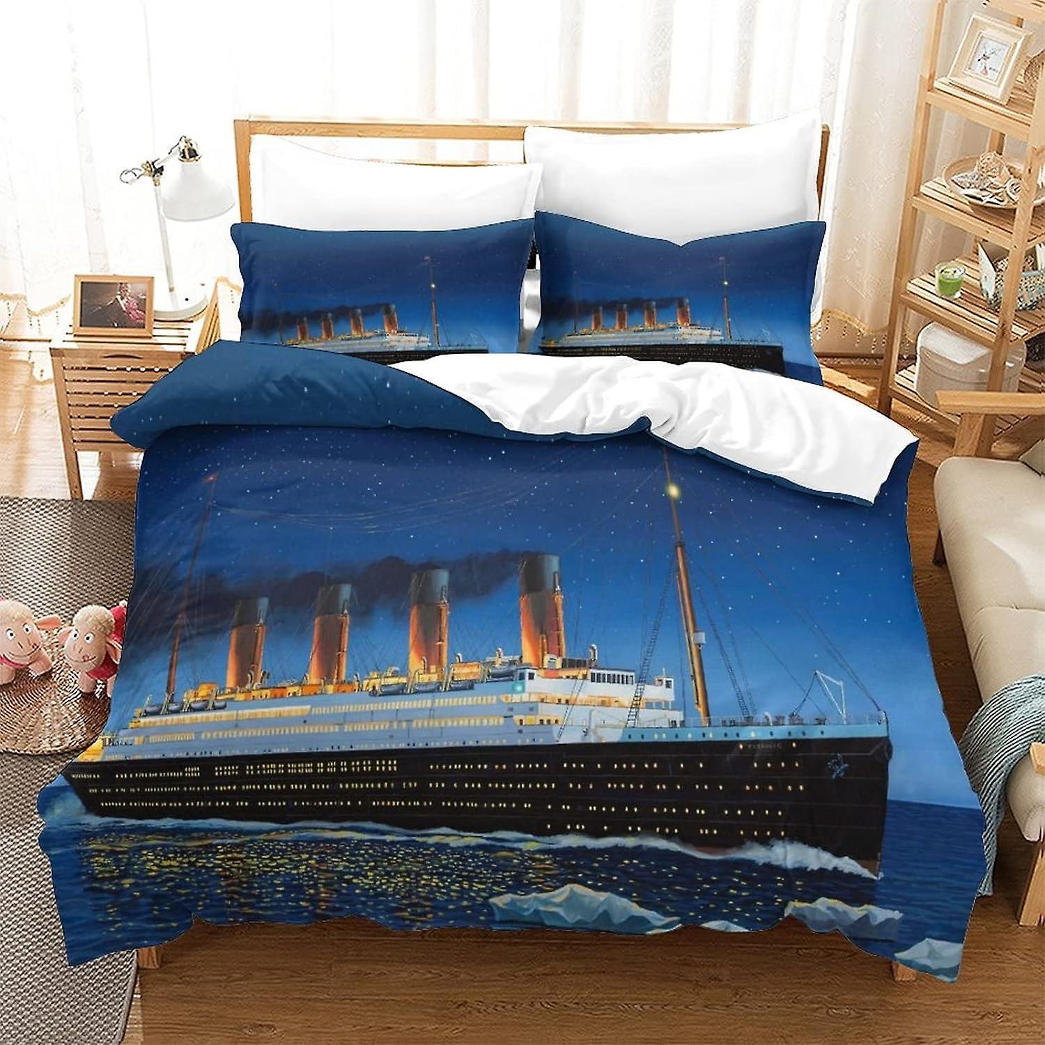 Kerota Titanic Duvet Cover D Jack and Rose Design Soft Microfiber Cover Breathable Quilt Cover Girls Boys Bedding Set Pieces with Zipper Double200x...