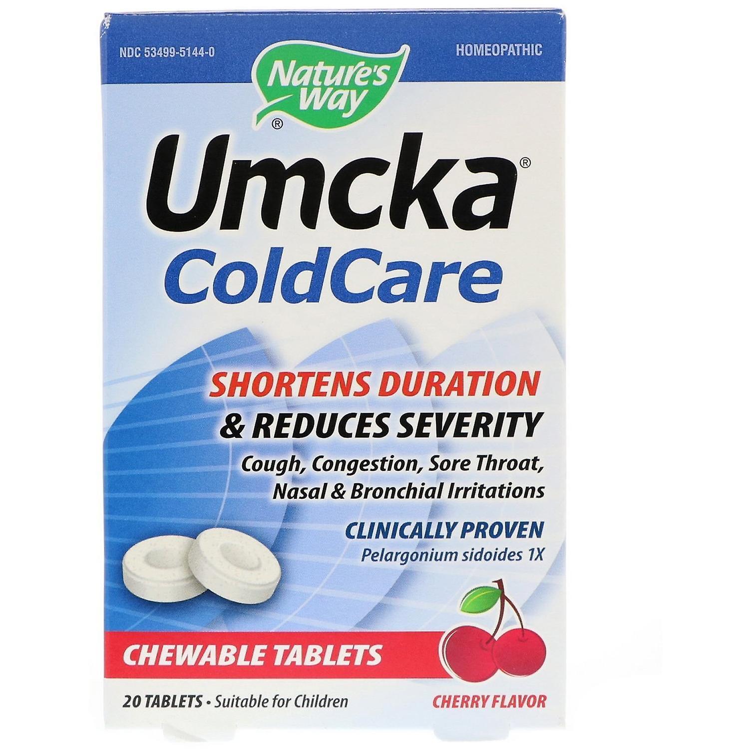 Nature's Way, Umcka, ColdCare, Cherry, 20 Chewable Tablets