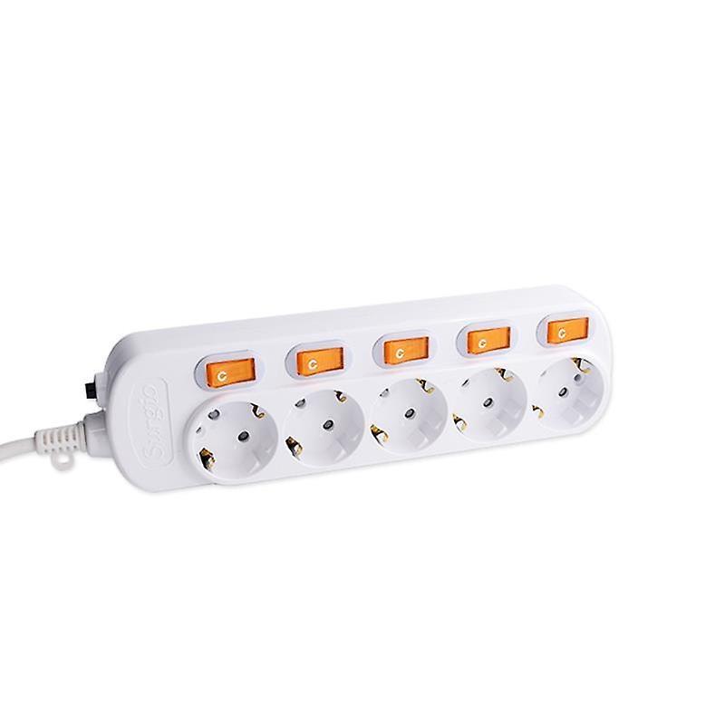 Slowmoose Power Strip, Surge Protection Eu Plug Outlets- 16a Electrical Extension LENGTH 1.5M / 5 AC SOCKET