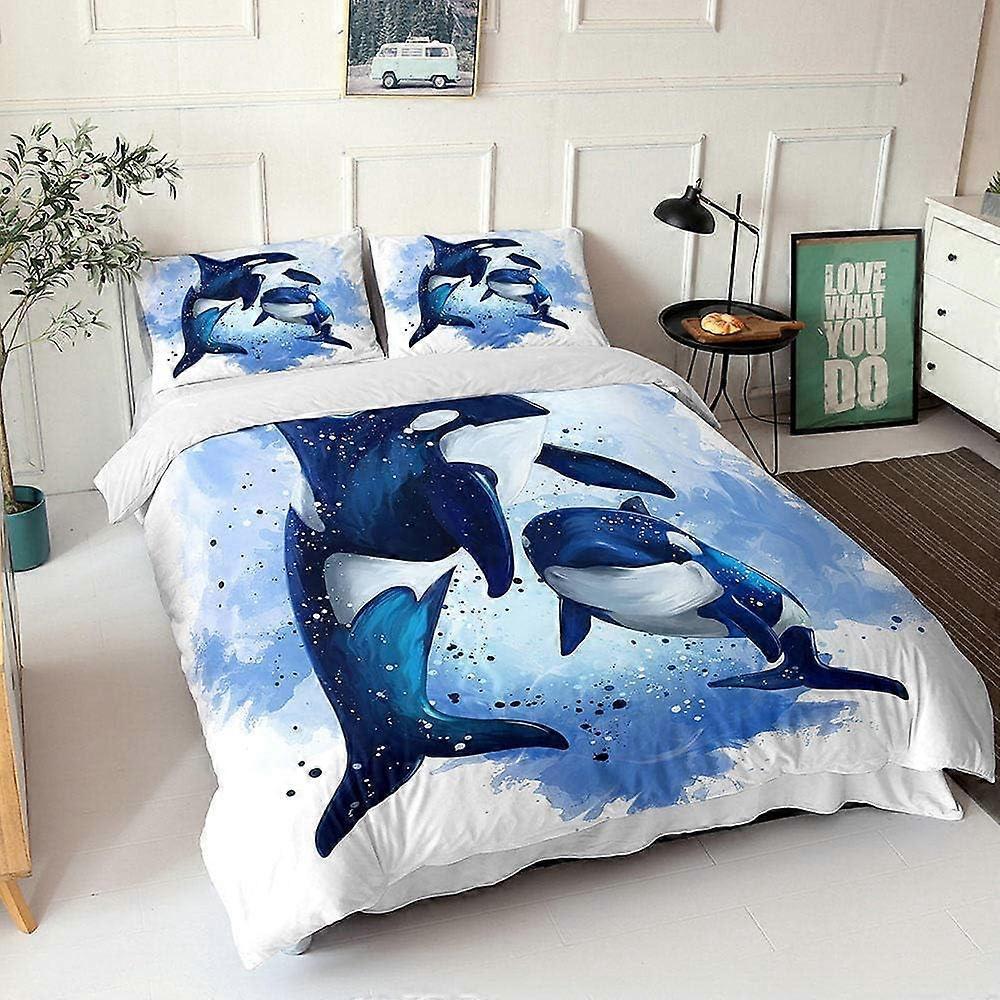 Kerota D Bedding Set with Orca Duvet Cover and Pillowcase, Digital Print, Microfiber Bedding Set for Children 135*200 CM Single135x200cm