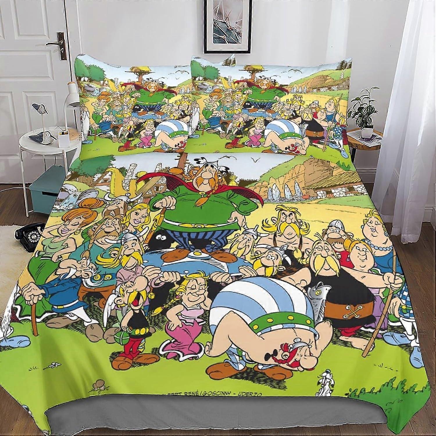 Kerota 3 Piece Asterix Duvet Cover Set 3D Bedding Quilt Pillowcase, Zipper Closure Soft Microfiber, Anime Bedding Set for Adults and Kids Single135...