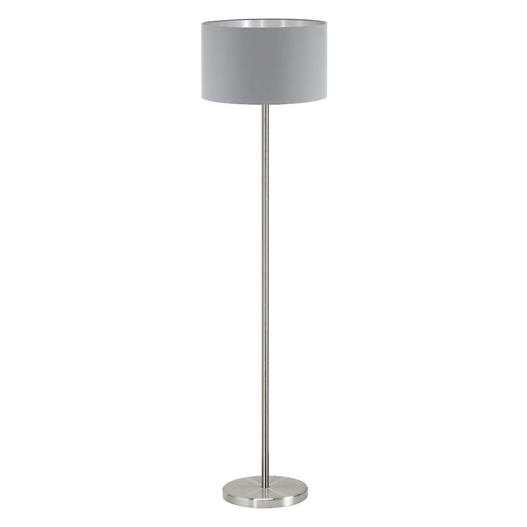 Eglo Lighting Maserlo 1 Light Floor Lamp Satin Nickel, Grey, E27