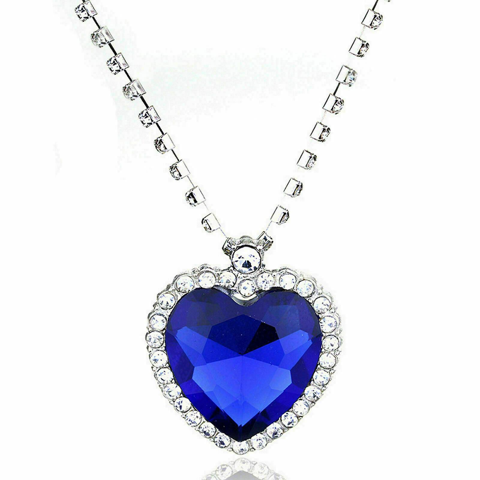 Witdreamer Titanic Pretty Heart Of The Ocean Big Blue Crystal Pendant Necklace