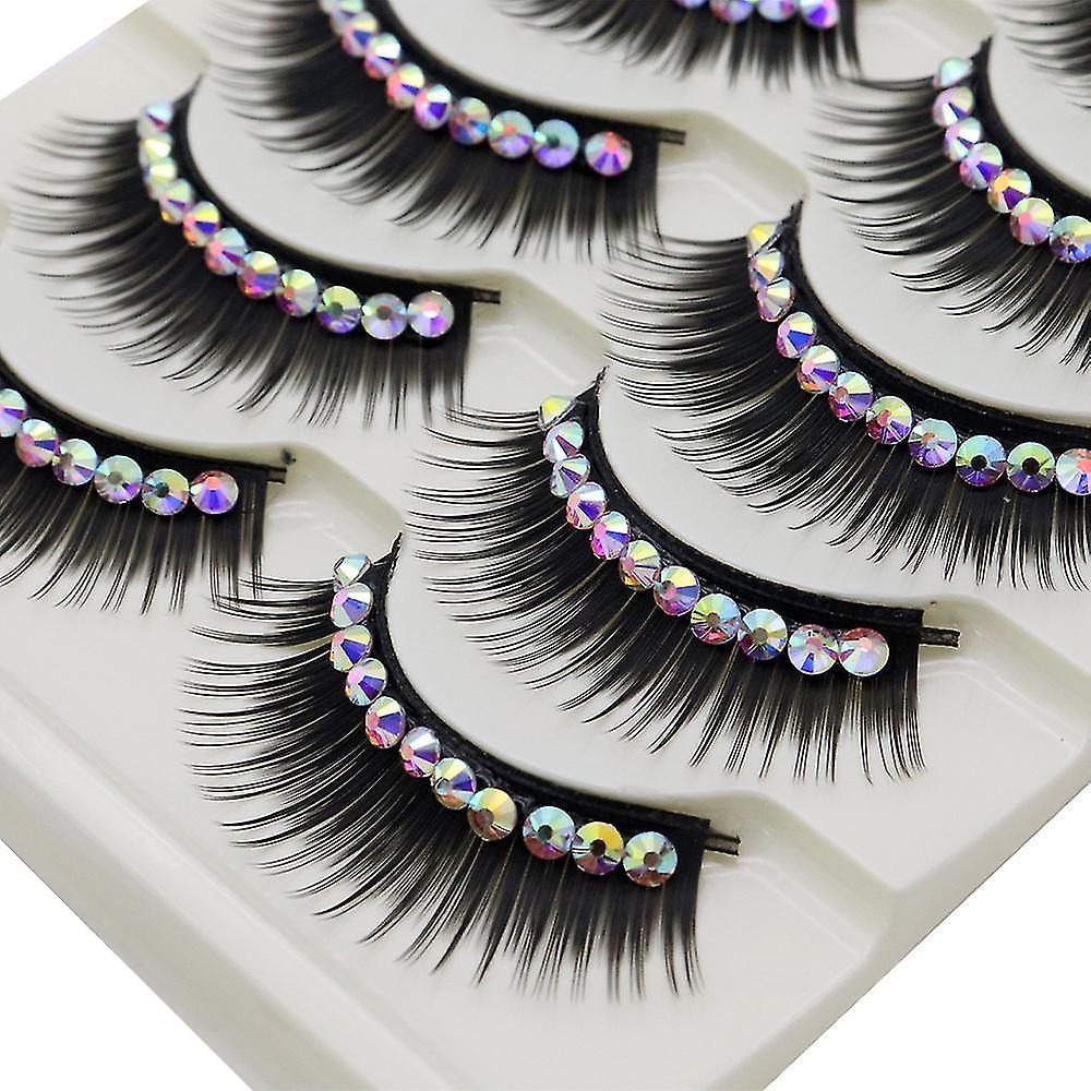 Ruitong 10 Pairs False Eyelashes with Diamonds black