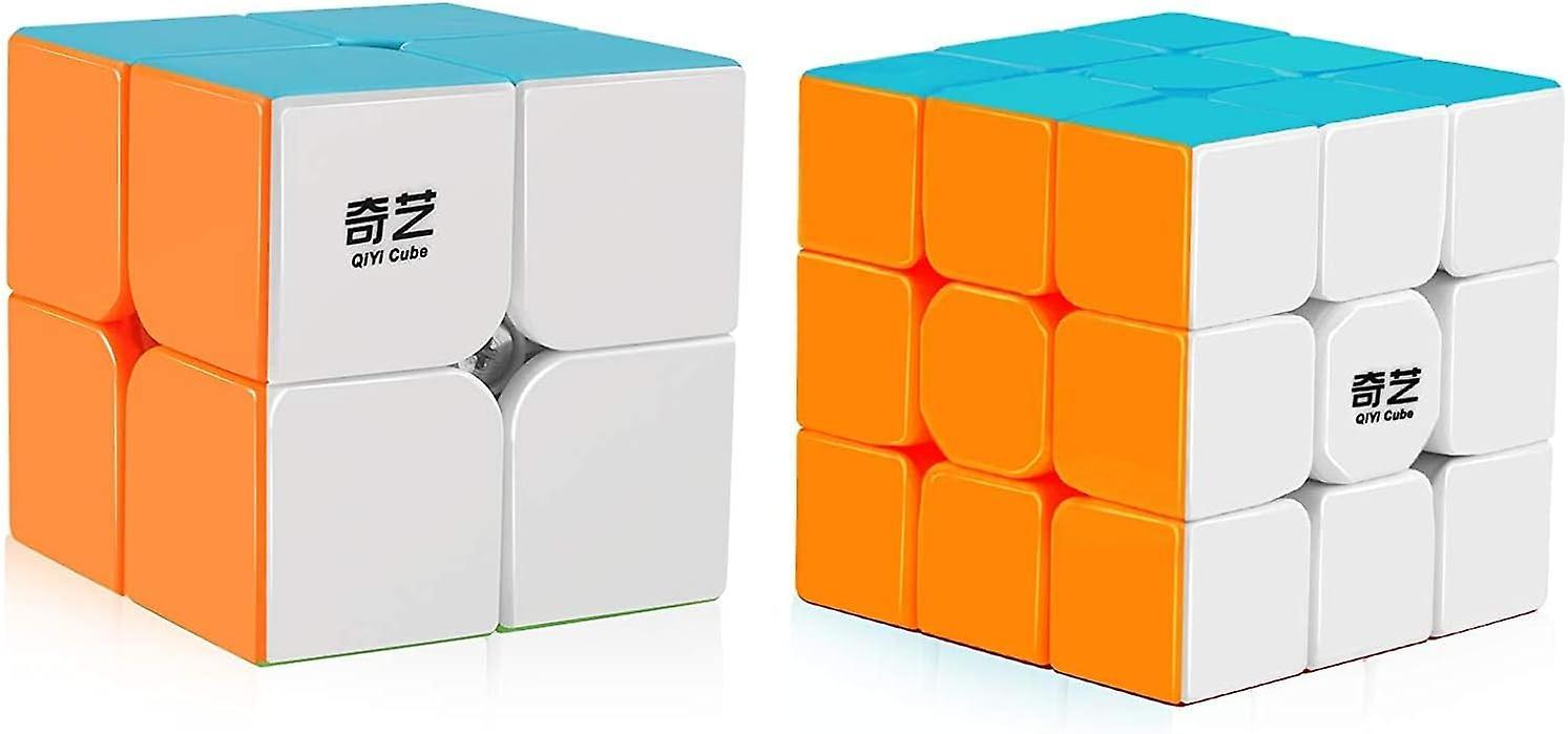 Heyone Qiyi Speed Cube Bundle 2x2 3x3 Magic Cube Set Qidi S 2x2 Warrior W 3x3 Stickerless Puzzle Toy Pack