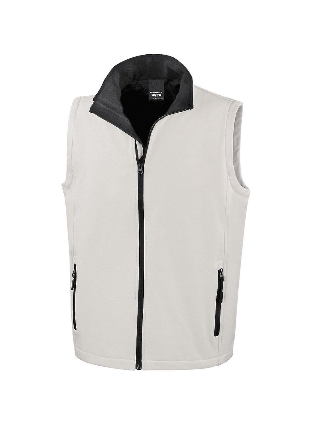 Men's Result Core Printable Softshell Bodywarmer R232M White/ Black 4xl