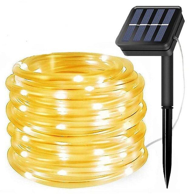 300led Solar Rope Strip Light Outdoor Waterproof Fairy Light Strings Christmas Decor For Garden Lawn Tree Yard Fence Pathway Lamps Warm Light 7M50Leds