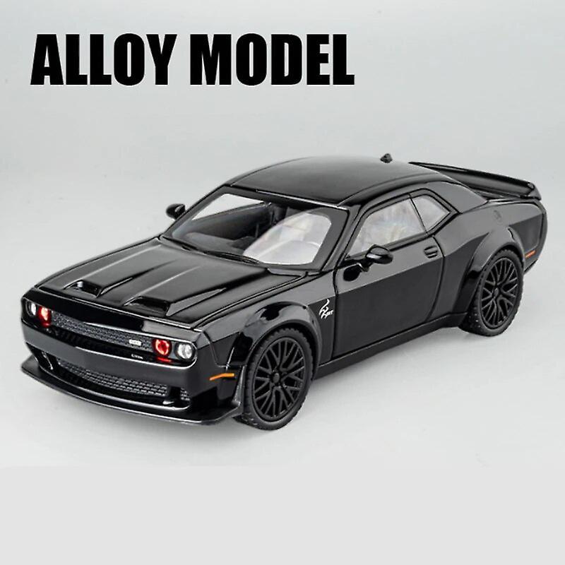 Aintier 1:32 Dodge Challenger SRT Alloy Musle Car Model Diecasts Metal Sports Car Model Simulation Sound Light Collection Kids Toys Gift Black