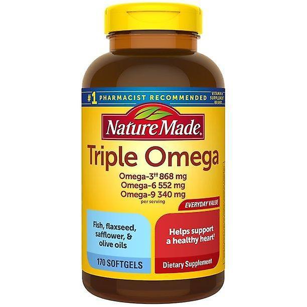 Nature Made Triple Omega 3-6-9, Two A Day Softgels, 170 Count, Omega Supplement For Heart Health