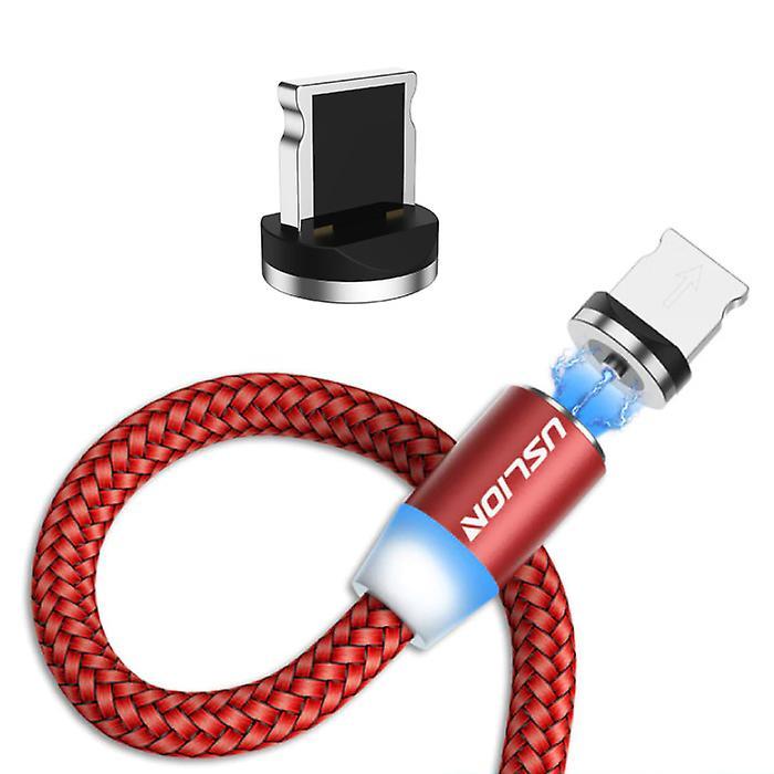 USLION iPhone Lightning Magnetic Charging Cable 2 Meter - Braided Nylon Charger Data Cable Android Red